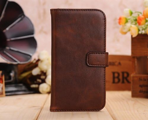Brown Retro Wallet Style Vintage Leather Flip Stand Case with Credit Card / ID Slots for Samsung Galaxy S4 IV i9500 (Android)