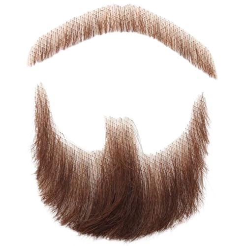 Barba de cabello humano realista marrón con acabado invisible de alta fidelidad