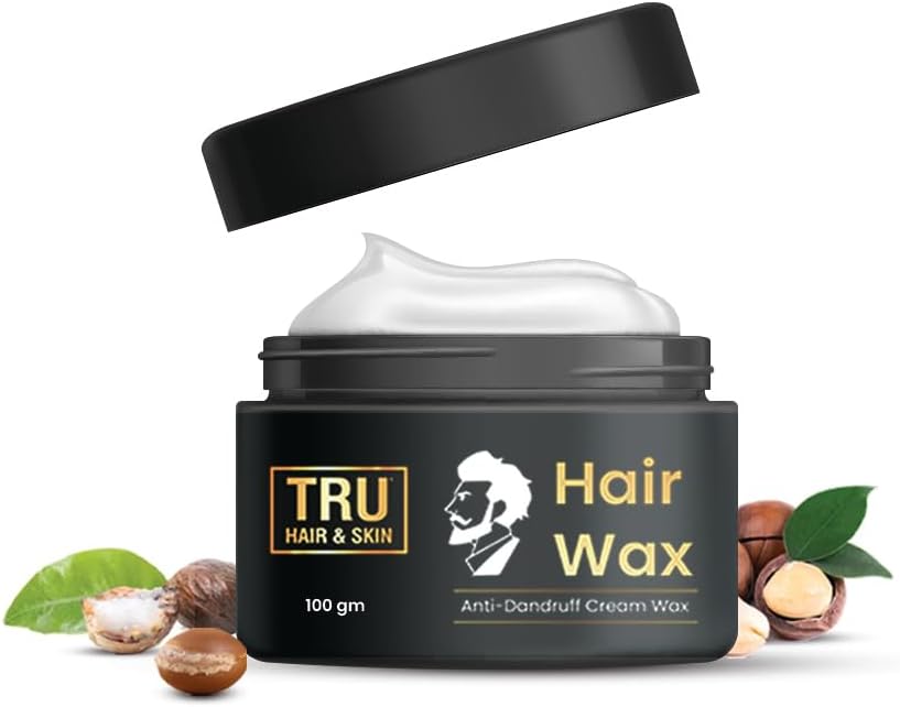 TRU HAIR & SKIN Hair Wax Cream for Men 100g | 12-Hour Strong Hold + Anti-Dandruff | Enriched with Natural Argan Oil, Macadamia Nuts & Shea Butter | Moisturizes, Protect & Nourishes Hair | Matte Finish