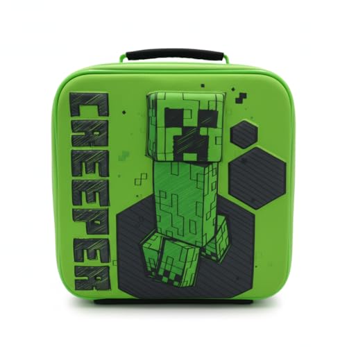 Minecraft Creeper Sketch Lunch Bag for School Kids| Durable Insulated Lunch Bag + Handle + Zip Green for Minecraft Gamer Fans