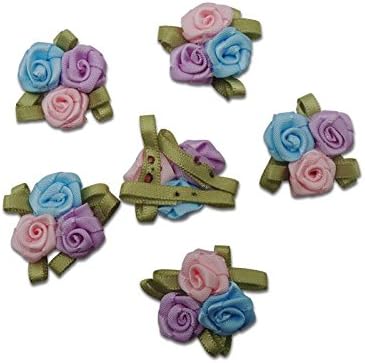 Miniatura 3 de Meseey Mini cinta de satén de rosas de tela para manualidades, lazos pequeños, rosetas, apliques de costura para boda, novia, decoración de