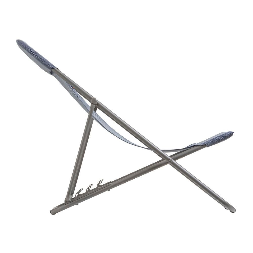 Lafuma MOBILIER - Transat Pliant Multiposition Maxi TRANSAT - Toile Batyline Résistante - Chaise Longue Pliante Terrasse et Jardin - 4 Positions, Tout Confort, Fabriqué en France - Bleu Ocean