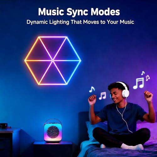 RGB Hexagon Lights - Music Sync & Remote Control & 358+ Color Changing Honeycomb Lights for Garage, Gaming Room, Gym, Bar, Ceiling, Basement, Party Decoration - image 3
