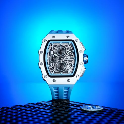 Image of TSAR BOMBA Mens Luxury Watch Watches for Men 50M Waterproof Japanese Quartz Movement Tonneau Stainless Steel Case Sapphire Glass with Chronograph Date Function Cool Unique Fashion Gift