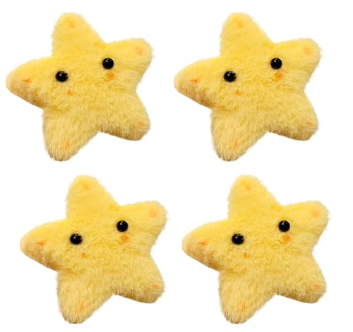 Pinzas para cabello estrella de peluche amarillo 4 pzas miniatura 1