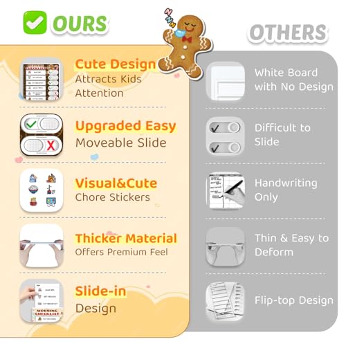 Image of 2 in 1 Upgraded Slider Gingerbread Chore Chart for Kids, Magnetic Kids Chore Chart for 2 Kids, Dry Erase Morning /Bedtime Routine Chart for Kids Toddlers Teens Adult, Visual Schedule for Kid