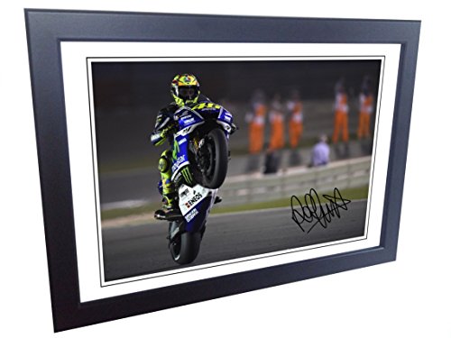 Signed 12x8 Black Motor Sport Valentino Rossi Autographed Photo Photograph Picture Frame Gift A4