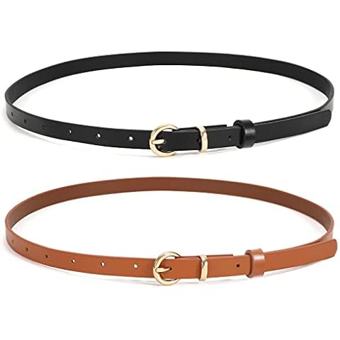 WHIPPY 2er-Pack dünner Damen Ledergürtel schmaler Taillengürtel schmal Gürtel Cover