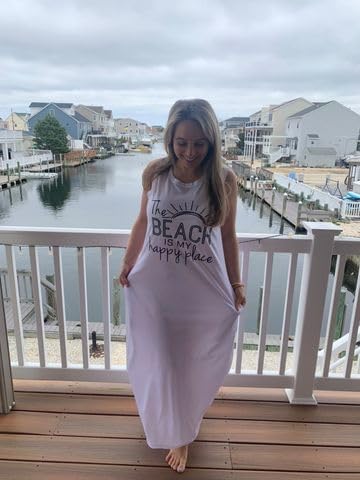 Image of Women's Casual Beach Summer Dresses Sleeveless Graphic Long Sundress Cover Up Dresses with Pocket