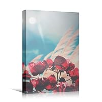 Canvas Wall Art Red Fields Bohemian Colorful Floral Group Multicolor Photography - 12x18 inches