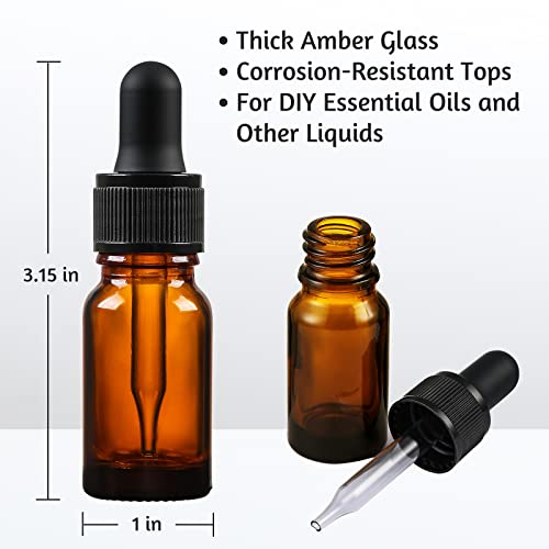 4 x 10ml Amber Brown Glass Bottles with Dropper Pipettes, Come with 1 Stainless Steel Funnel & 4 Lables - Image 3