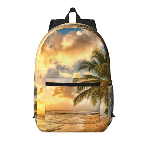 Mochila escolar ligera para el instituto y campus universitarios con diseño tropical negro