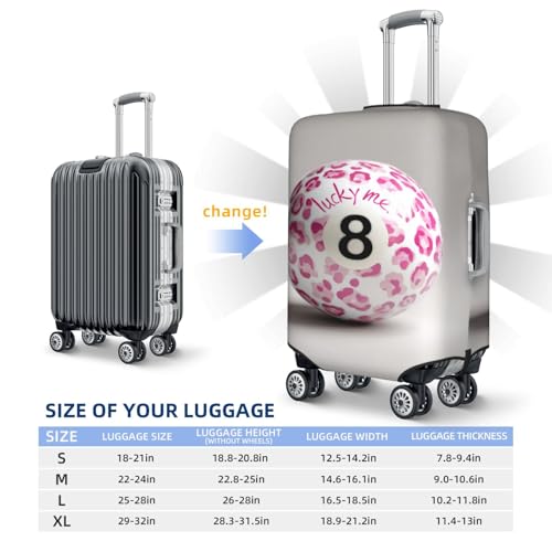 Billiard Ball With Pink Leopard Print Number 8 Elastic Travel Luggage Covers Dustproof Scratch-Resistant Suitcase Protector Fit 22-24 Inch4