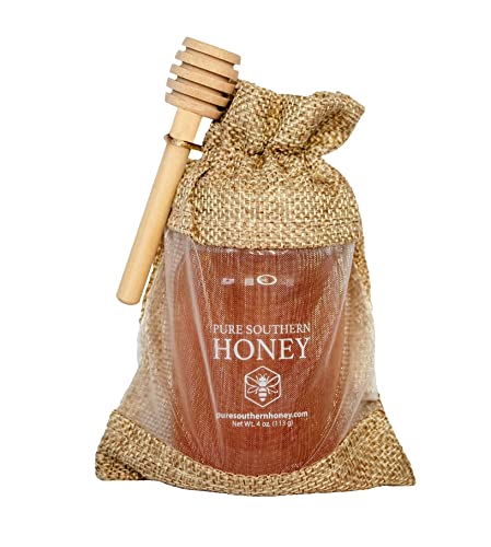 100% Raw Unfiltered Mini Honey Gift Set by Pure Southern Honey [4 oz. Mini Honey Gift Bag] - Authentic, USA - Made Gallberry Honey - Pure Unheated Honey - Non - GMO, Unsweetened, Sugar - Free, Real American Honey