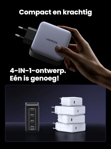 UGREEN Nexode 100W USB C-Charger met 4x USB-C-poorten GaN-oplader meerdere PD-lader ondersteunt PPS 45W compatibel met MacBook Pro/Air, HP Laptop, iPad Pro/Air, iPhone 16-8 serie, Galaxy S24 - Afbeelding 7