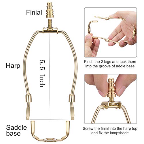 Canomo 2 Set 6 Inchs Heavy Duty Lamp Harp Fitter With Saddle And Solid Brass Tower Finial For Lamp Shades(Brass) #TOP2