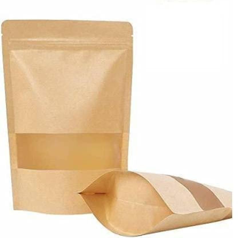 Image of ESKO Stand Up Ziplock Pouch - Reusable, Airtight Kraft Paper Storage Pouch - 7.09 X 7.09 X 10.24 Inch (Pack Of 25)