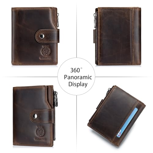 Image of Large Capacity Wallets for Men RFID Blocking Men Wallet Leather with Coin Pocket, 17 Card Slots, Flap ID Window, Coffee