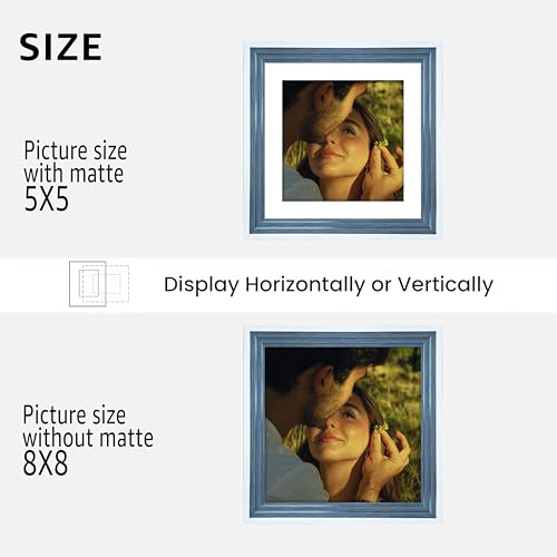 Image of Art Street Luxury Photo Frame for living room, Modern Step Design Photo Frames for Photograph, Art Work, Kids Room Set of 6 (8x8 Inch, Blue)