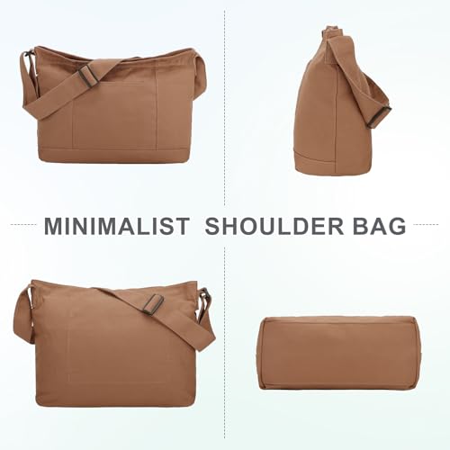 Image of VASCHY Canvas Messenger Tote Bag, Lightweight Casual Crossbody Slouchy Shoulder Hobo Side Bag for Men and Women