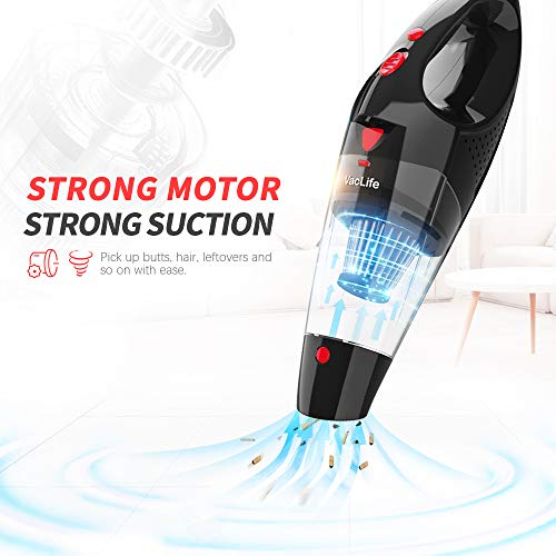 VacLife Handheld Vacuum, Cordless with High Power & Quick Charge Tech, Red (VL188) - Thumbnail 2
