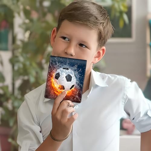 Image of Boys Wallet for Teens, Cool Kids Wallet Soccer for Boys Ages 8-10 9-12 11-15, Funny Leather Bifold Rfid Blocking, Coin Pocket Id Window for Teen Men Youth Guys Birthday Christmas Gifts