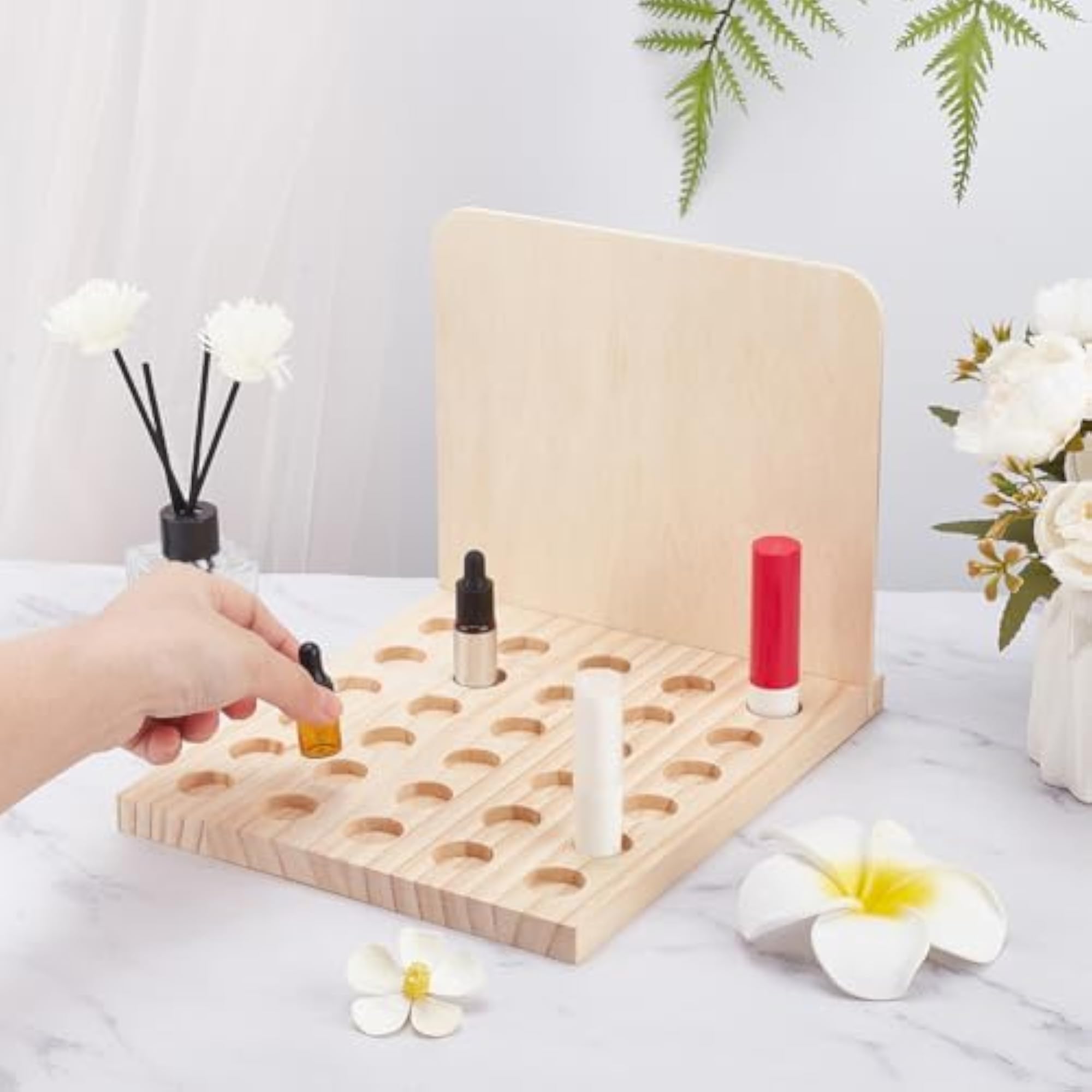 Wooden Lipstick Holder Organizer with 30 Slots