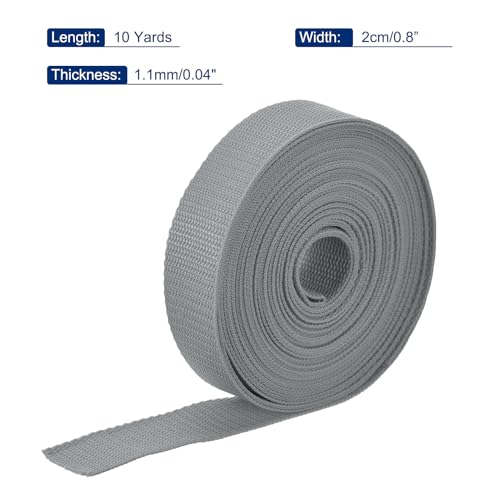 Image of MECCANIXITY Lightweight Polypropylene Webbing Strap 0.8 inch 10 Yard Backpack Strapping Band Grey for Outdoor Luggage Cargo Straps