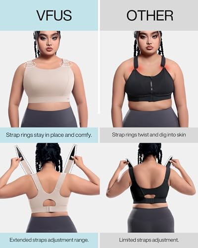 Image of Adjustable High Impact Sports Bras Molded Cup Plus Size Bra for Large Bust Women Running Workout Gym Fitness