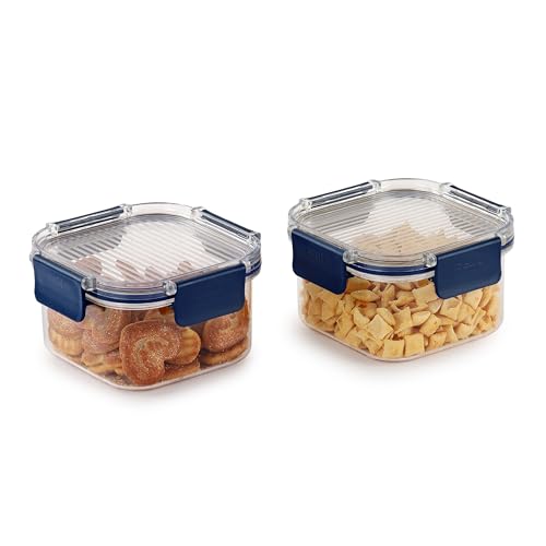 Image of CELLO Stacklock Square Pet Storage Jar for Kitchen Set of 2 Pieces, 450 ml Blue | Freezer & Fridge Safe, Airtight Stackable Pet Kitchen Storage Box Jar Container Set for Beans, Whole Grains, Spices