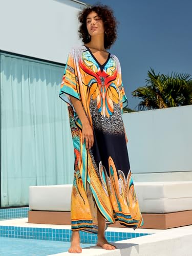 Image of NFVNKJ Women's Plus Size Beach Lounge Kaftan Maxi Dress Swimsuit Coverup for Women