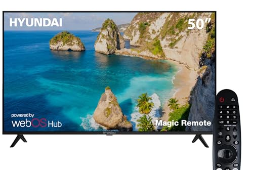 تلفزيون هيونداي سمارت بشاشة LED 50 بوصة بدقة 4K UHD مع ريسيفر مدمج، أسود - L50HYNDA650