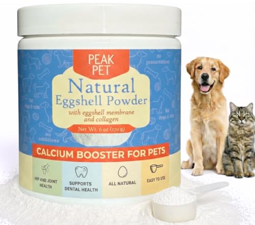 PEAK PET Eggshell Powder for Dogs and Cats - Natural Calcium Cat & Dog Joint Supplement - Supports...
