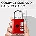 Padlock 4 Digit Combination Lock - for Gym School Locker, Outdoor Gate, Shed, Fence, and Storage - Weatherproof Metal - Keyless, Easy to Set, Resettable - Red
