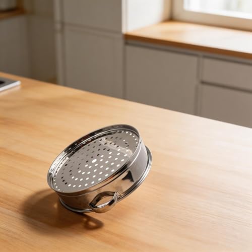 Vibsky Panier Cuiseur Vapeur Cuisine Inox avec Poignées Support Cuisson Simultanée Riz et Légumes 16cm