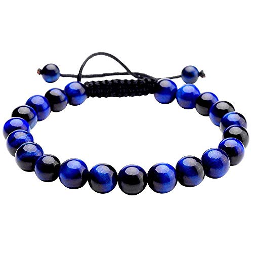 Bracelet oeil de tigre bleu ajustable pour calmer le stress et l'anxiété