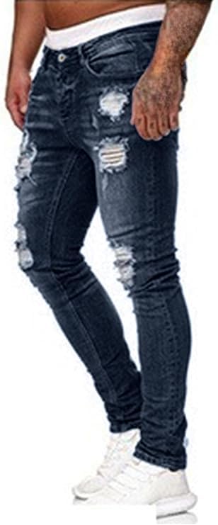 Classic Slim Fit Washed Distressed Denim Pants Stretch Destroyed Fashion Stretch Jean Trousers Comfort Casual Jeans Pant3