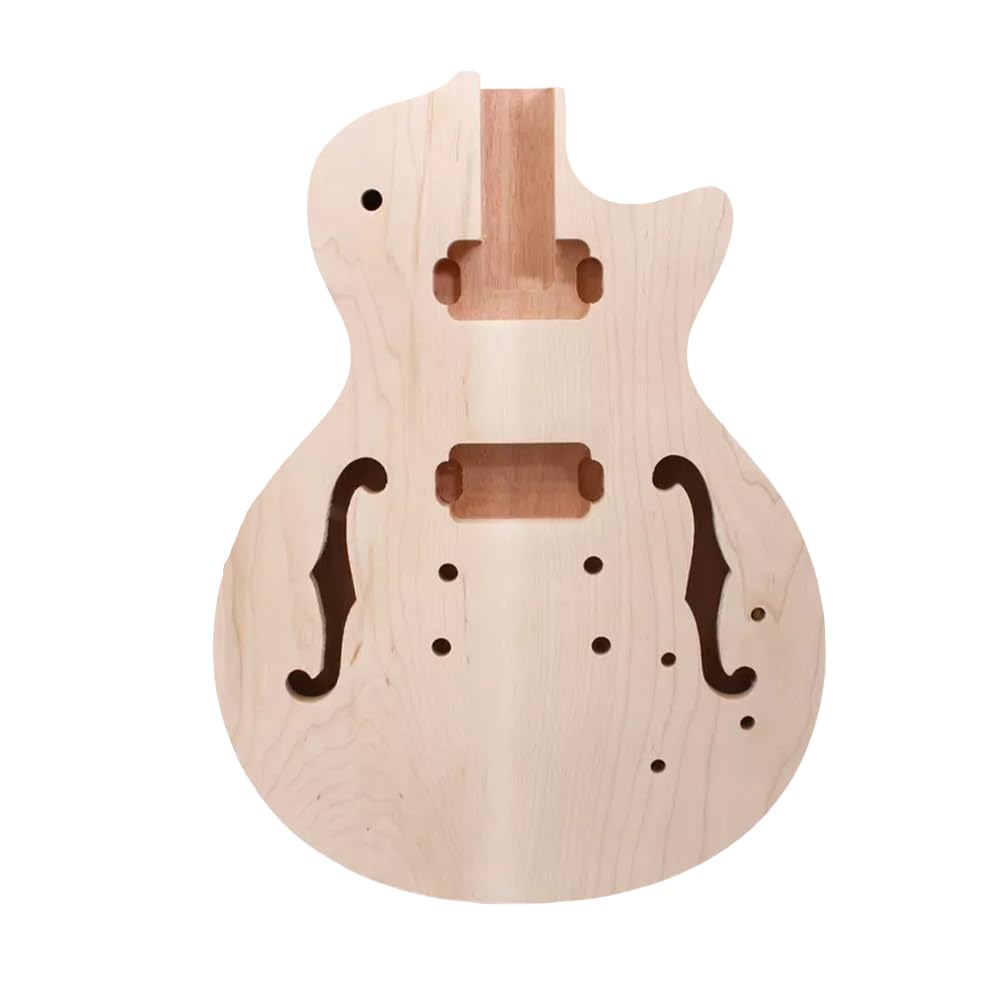 Unfinished Mahogany Electric Guitar Body Semi-Hollow with Maple Cap for DIY LP Style Guitar Project