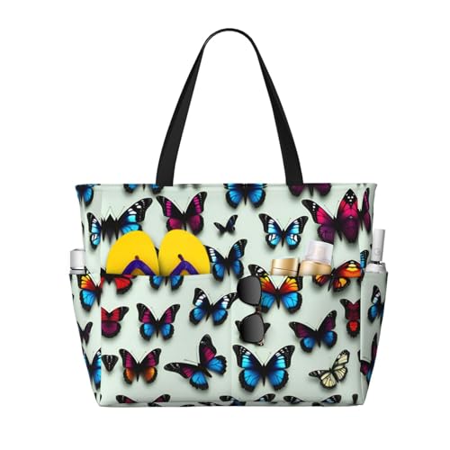 Butterfly And Cello Extra Large Tote Bag For Women,Foldable Beach Bag With Pocket Weekender Travel Overnight Bag