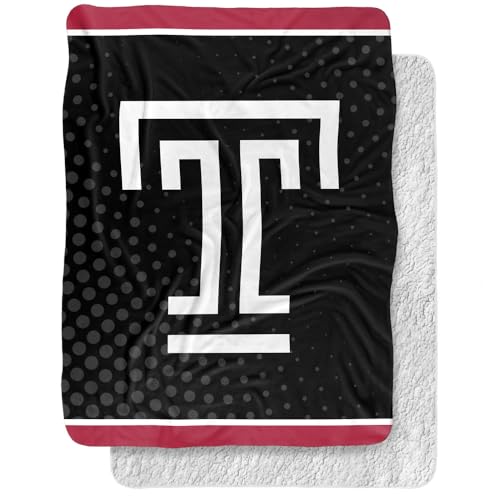 Temple University Blanket, 60"x80" Logo Dots Silky Touch Sherpa Back Super Soft Throw Blanket