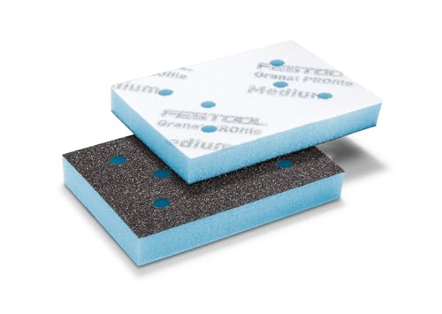 Festool 578808 Granat PRO Medium 3x4 (77 x 102 mm) Profile Sanding Sheets 10 Pack | Flexible Foam Abrasive for Contours Moldings & Curved Surfaces | Hook & Loop 1/2 Foam Backing