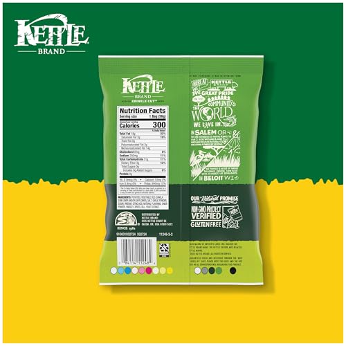 Image of Kettle Brand Potato Chips, Krinkle Cut, Dill Pickle Kettle Chips, Snack Bag 2 Oz