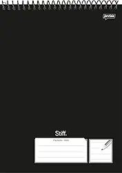 Jandaia - Caderno Espiral Topo Univ. CD 1 Matéria 80 Fls Canhoto Stiff Slim Preto FSC