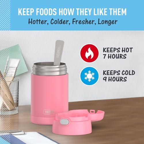 Image of THERMOS FUNTAINER 16 Ounce Stainless Steel Vacuum Insulated Food Jar with Spoon, Pink