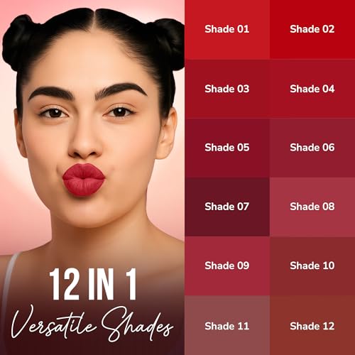 Image of Mila Beaute 12 Creamy Matte Mini Pout Party Lipstick Kit | Lip Hydrating & Light-weight | Long Lasting Lipsticks for Women | Suitable All Indian Tones | Shade - Browns & Reds 12g