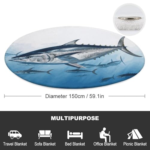 Couverture en flanelle Thunnus serviette de plage drap lit nappe ronde