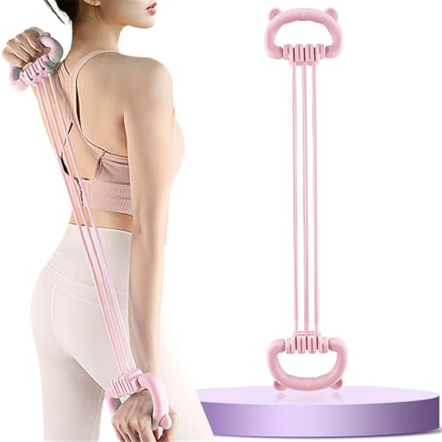 Adjustable Strengths Stretch Straps, Elastic Latex Resistance Exercise Band with Non-slip Handle, Shoulder Stretching Band Workout Stretch Assist Belt for Physical Therapy Yoga Pilates Ballet (Pink)