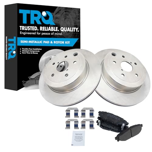 Image of TRQ Rear Brake Pad and Rotor Set Semi Metallic Rotors Compatible with 2008-2014 Subaru Impreza