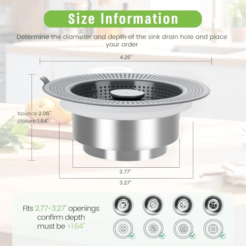 Colador y tapón de cocina 3 en 1 Huntonry acero inoxidable miniatura 2