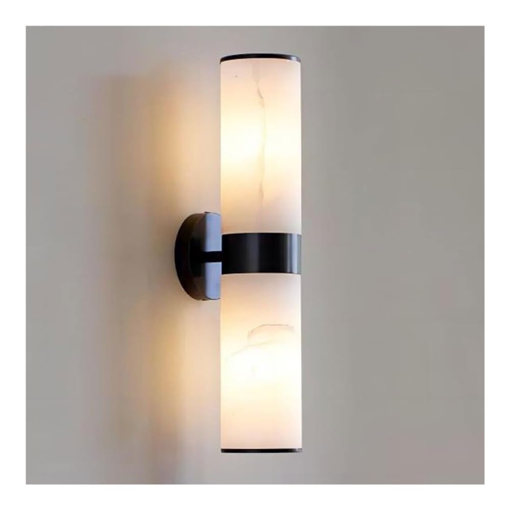 OZBMA Spanish Natural Marble Wall Sconce Modern Alabaster Light LED Brass Lamp for Bathroom Living Room Bedroom Hallway Stairs